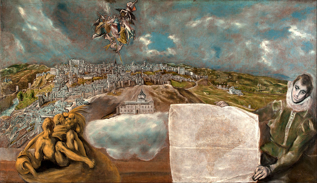 El Greco, Vue et plan de Tolède, vers 1610. © Casa y Museo del Greco, Tolède / The Bridgeman Art Library
