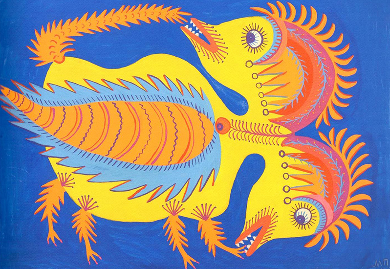 Maria Prymachenko, Two-headed chicken, 1977 ©️ Wiki Art  - Courtesy Ukraine ministry of Foreign affairs