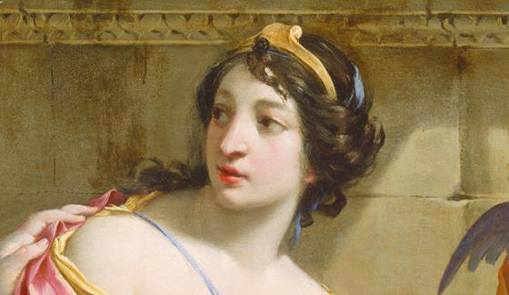 Détail de la muse Calliope dans le tableau Les Muses Uranie et Calliope